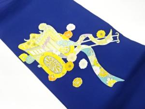 作家物　塩瀬金銀彩御所車に花々模様名古屋帯